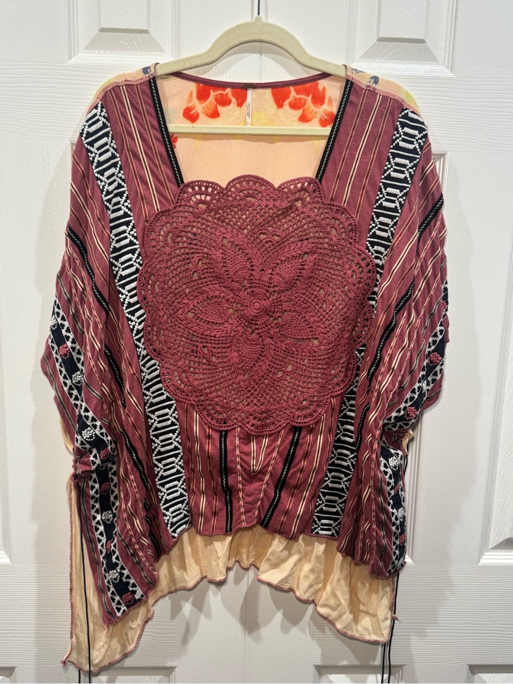 Free People Rust Crochet Panel Striped Tunic - Picture 11 of 11